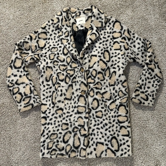 Koton Jackets & Blazers - Koton Cream and Black Animal Print Coat